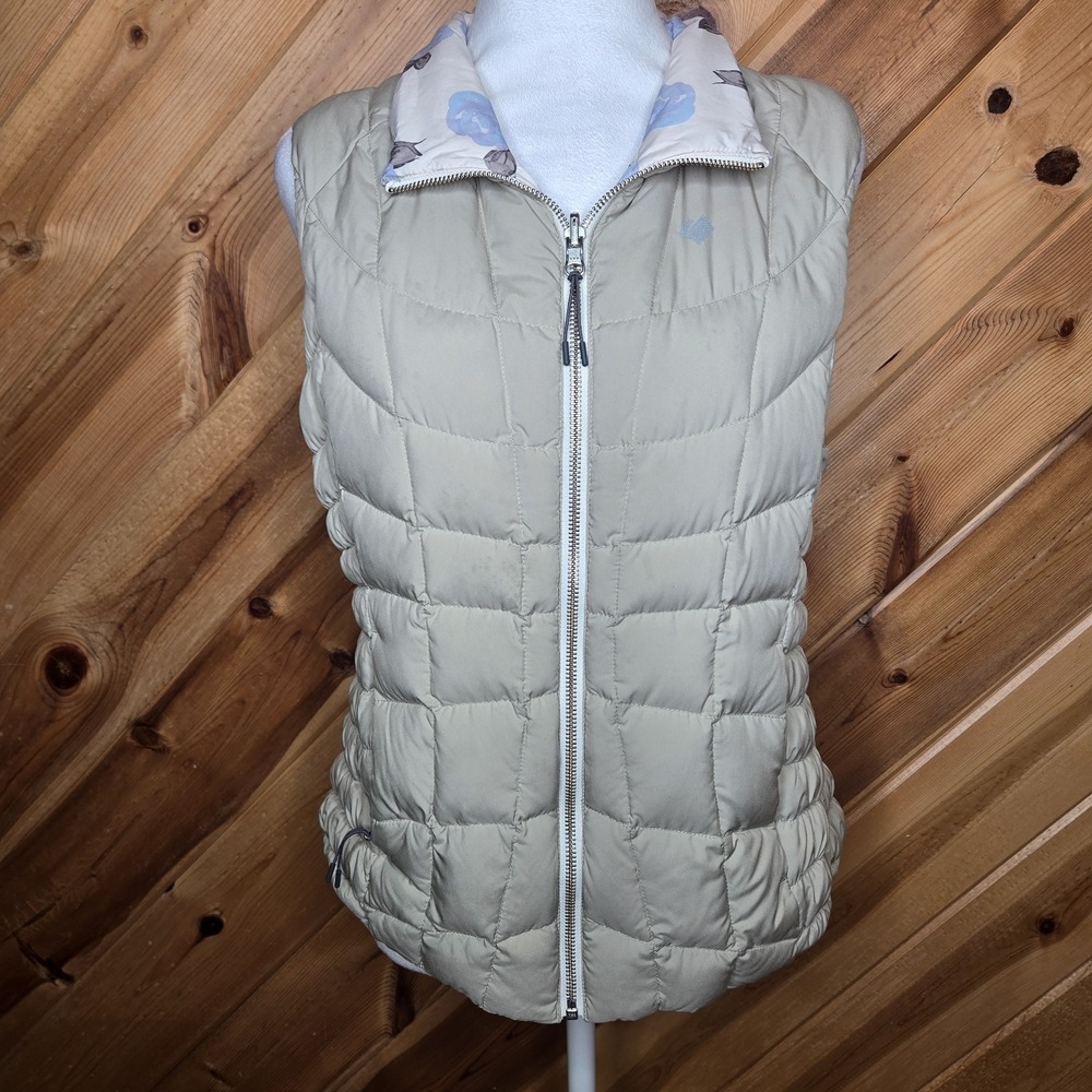 Obermeyer Womens Down Puffer Reversible Puffer‎ Vest Floral Medium